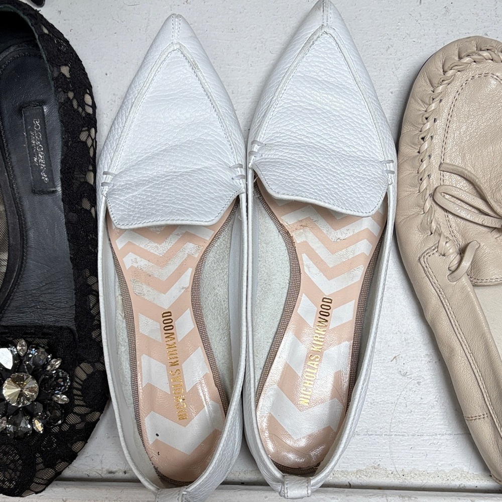 Nicholas Kirkwood White Leather Loafers